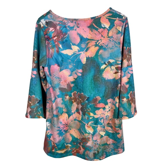 Soft Surroundings Size M Maile Tunic Floral 3/4 Sleeve Top (B573) - Picture 4 of 7